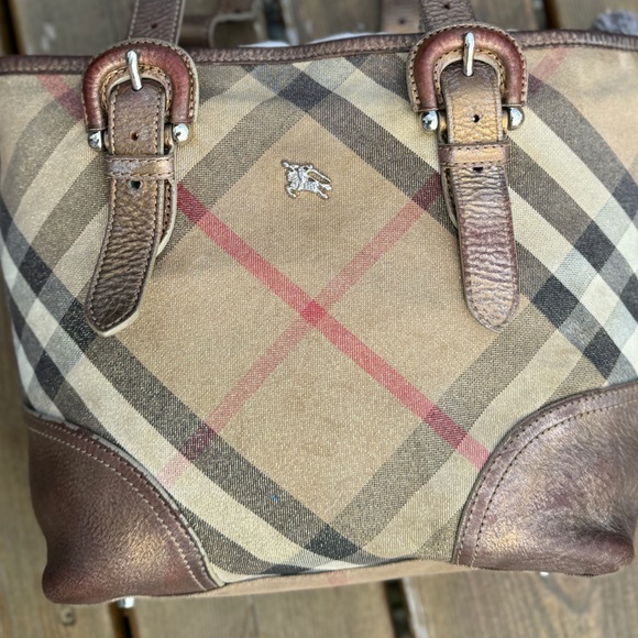 BURBERRY LUREX Leather/Canvas NOVA CHECK SATCHEL/Shoulder BAG! Good Condition🔥 - Picture 16 of 16